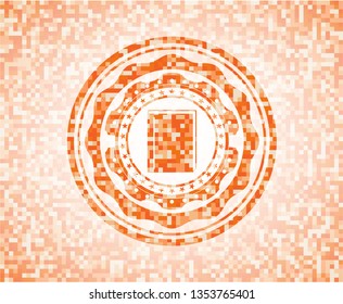 book icon inside orange mosaic emblem