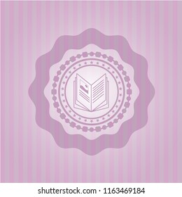 book icon inside pink emblem