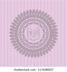 book icon inside pink emblem. Vintage.