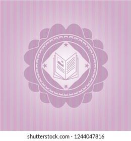 book icon inside pink icon or emblem