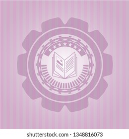 book icon inside pink icon or emblem