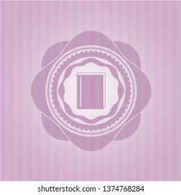 book icon inside pink emblem