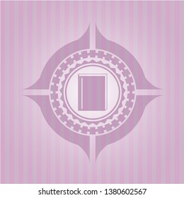 book icon inside pink emblem