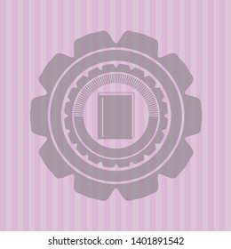 book icon inside pink emblem. Vintage.