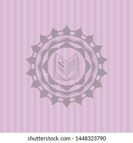 book icon inside pink emblem. Retro