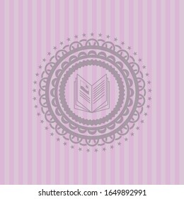 icono del libro dentro de icono rosa o emblema