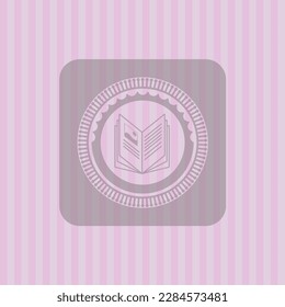 book icon inside pink emblem. Vintage. Concept design. 