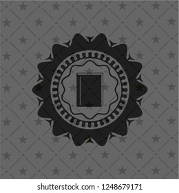 book icon inside realistic black emblem