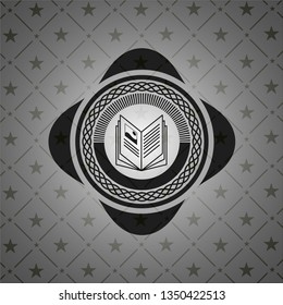 book icon inside realistic dark emblem