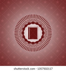 book icon inside realistic red emblem