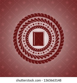 book icon inside realistic red emblem