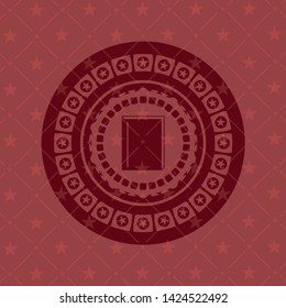 book icon inside realistic red emblem