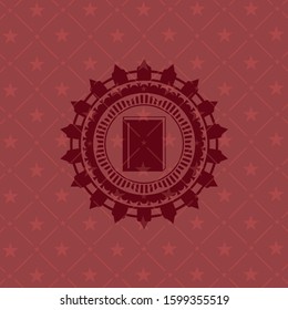 book icon inside realistic red emblem
