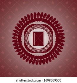 book icon inside realistic red emblem