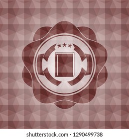 book icon inside red badge with geometric background. Seamless.
