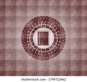 icono del libro dentro de la placa roja con fondo geométrico. Sin inconveniente. 