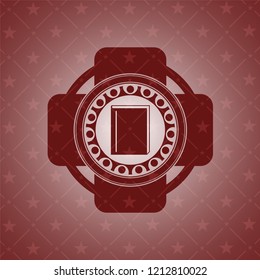 book icon inside red emblem. Retro