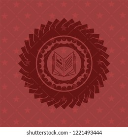 book icon inside red emblem. Retro