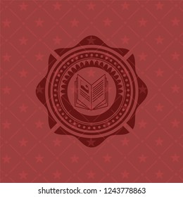 book icon inside red icon or emblem