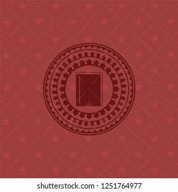 book icon inside red emblem. Retro