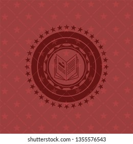 book icon inside red emblem. Retro