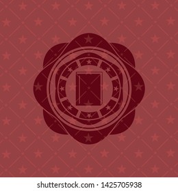 book icon inside red emblem. Retro