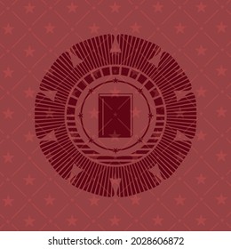 icono del libro dentro del emblema rojo. Retro. 