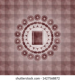 book icon inside red polygonal badge. Seamless.