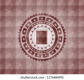 book icon inside red seamless badge with geometric pattern.