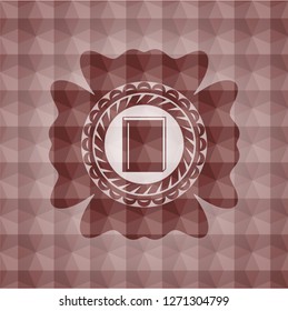 book icon inside red seamless badge with geometric pattern.