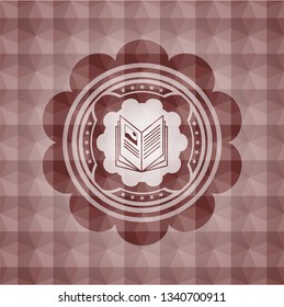 book icon inside red seamless geometric emblem.