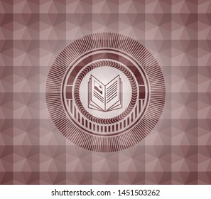 book icon inside red seamless geometric emblem.