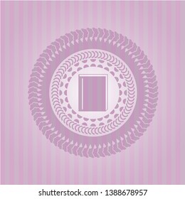 book icon inside retro pink emblem