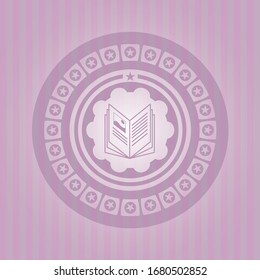 book icon inside retro pink emblem