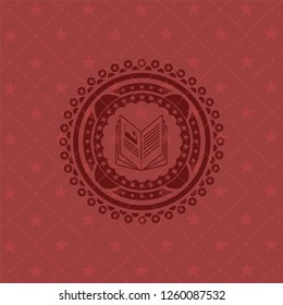 book icon inside retro red emblem