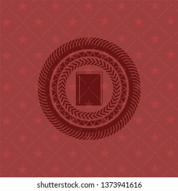 book icon inside retro red emblem
