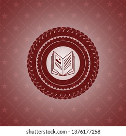 book icon inside retro red emblem