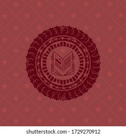 book icon inside retro red emblem. 