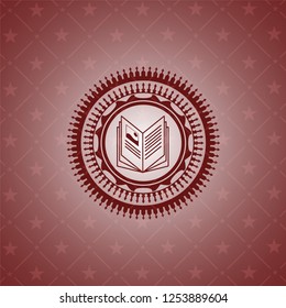 book icon inside retro style red emblem
