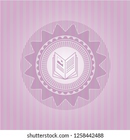book icon inside retro style pink emblem