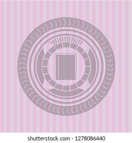 book icon inside retro style pink emblem