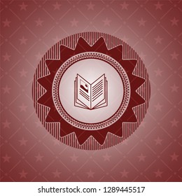 book icon inside retro style red emblem