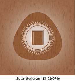 book icon inside retro style wooden emblem