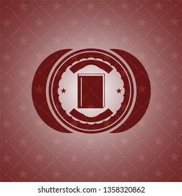 book icon inside retro style red emblem