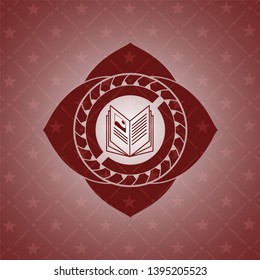 book icon inside retro style red emblem
