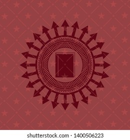 book icon inside retro style red emblem