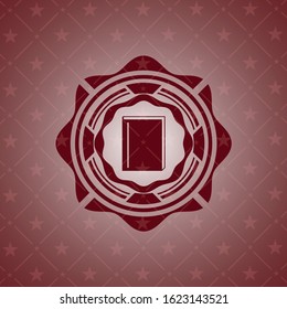 book icon inside retro style red emblem