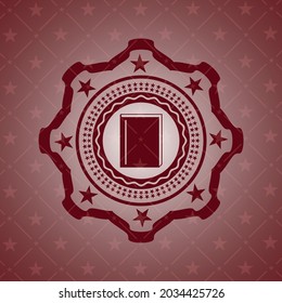 book icon inside retro style red emblem. 