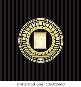 book icon inside shiny emblem