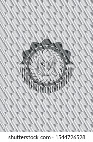 book icon inside silver color badge or emblem. Scales pattern. Vector Illustration. Detailed.